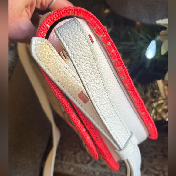 Authentic KATE SPADE Stiched/straw/leather TWIST LOCK Shoulder/ Crossbody Bag - Picture 4 of 16